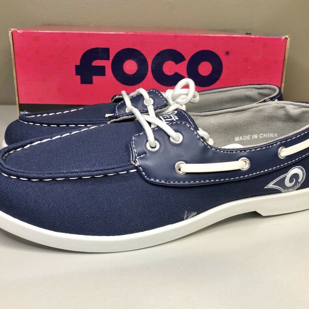 Los Angeles RAMS Men's Sizes Low Top Boat Shoe Navy Side Logo - Picture 3 of 10